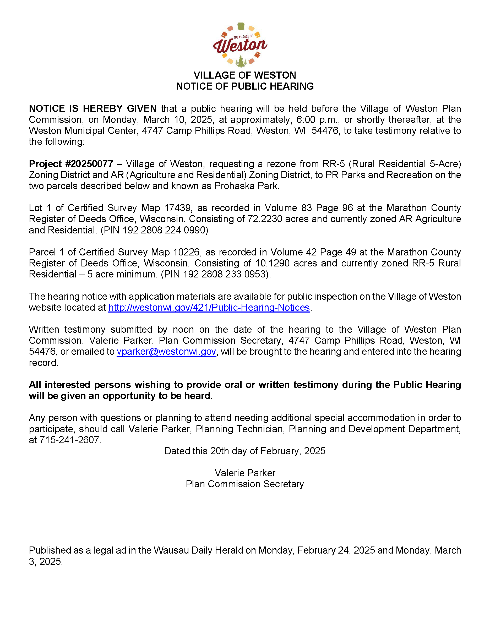 Hearing Notice  - Rezone mailing