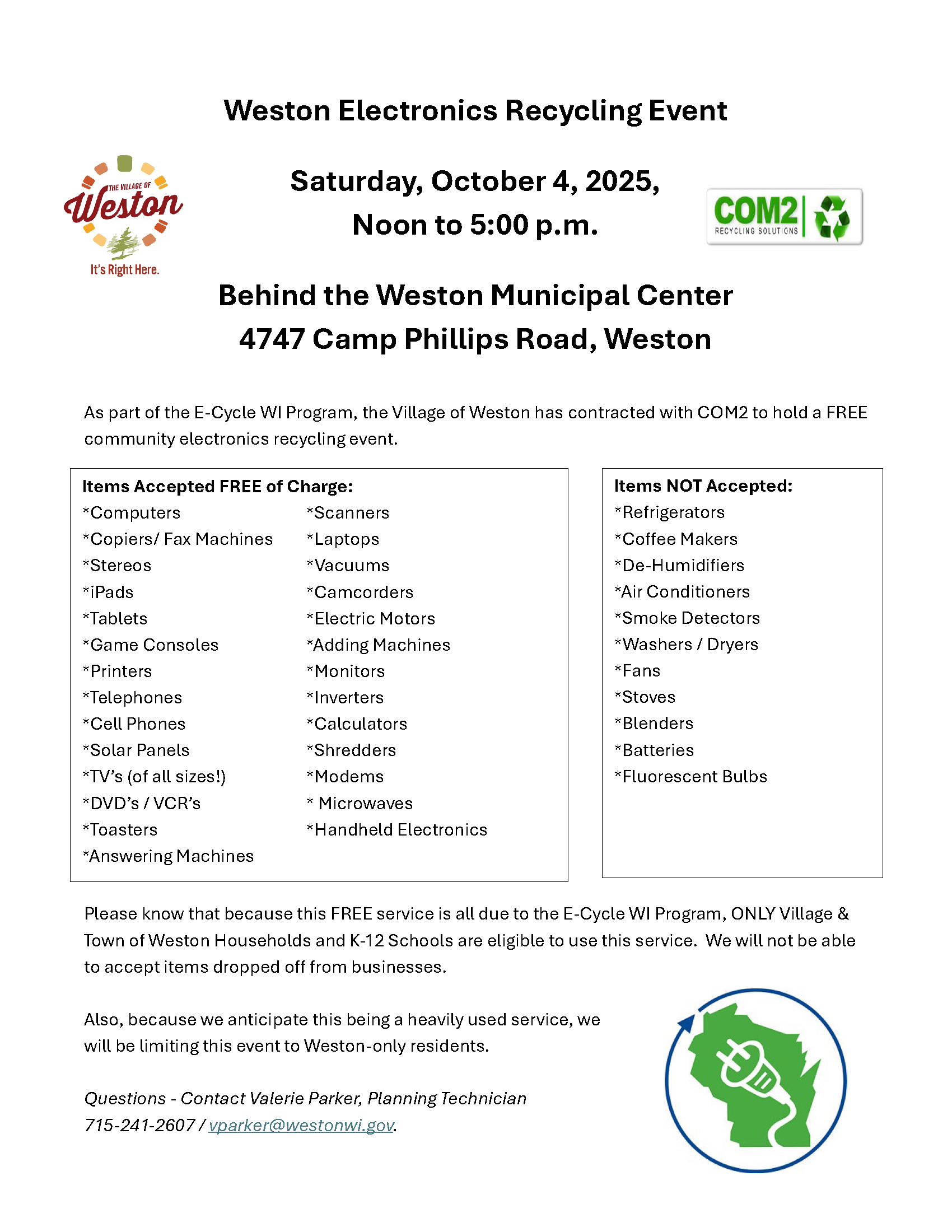 2025 10-04 Electronics Recycling Event Flyer