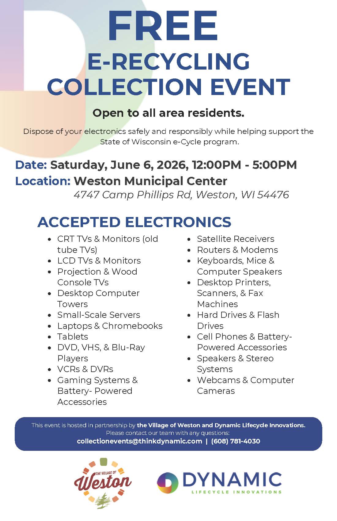 2026 06-06 Electronics Recycling Event Flyer